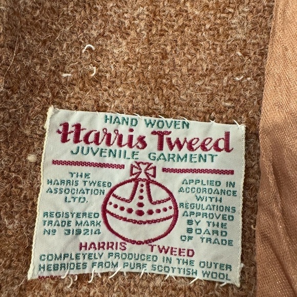 HARRODS CHILPRUFE Vintage 1950 Brown Hand Woven Harris Tweed Jacket Coat 18M - Picture 3 of 9